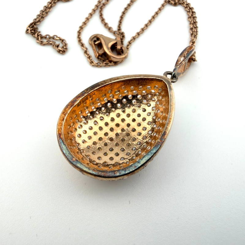Elegant Rose Gold Plated 925 Sterling Silver Teardrop Pendant Necklace RCI Italy