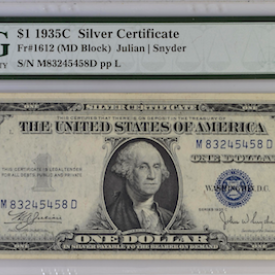 FR#1612 $1 1935 C PMG SILVER CERTIFICATE 35 CVF (MD BLOCK) JULIAN /SNYDER 