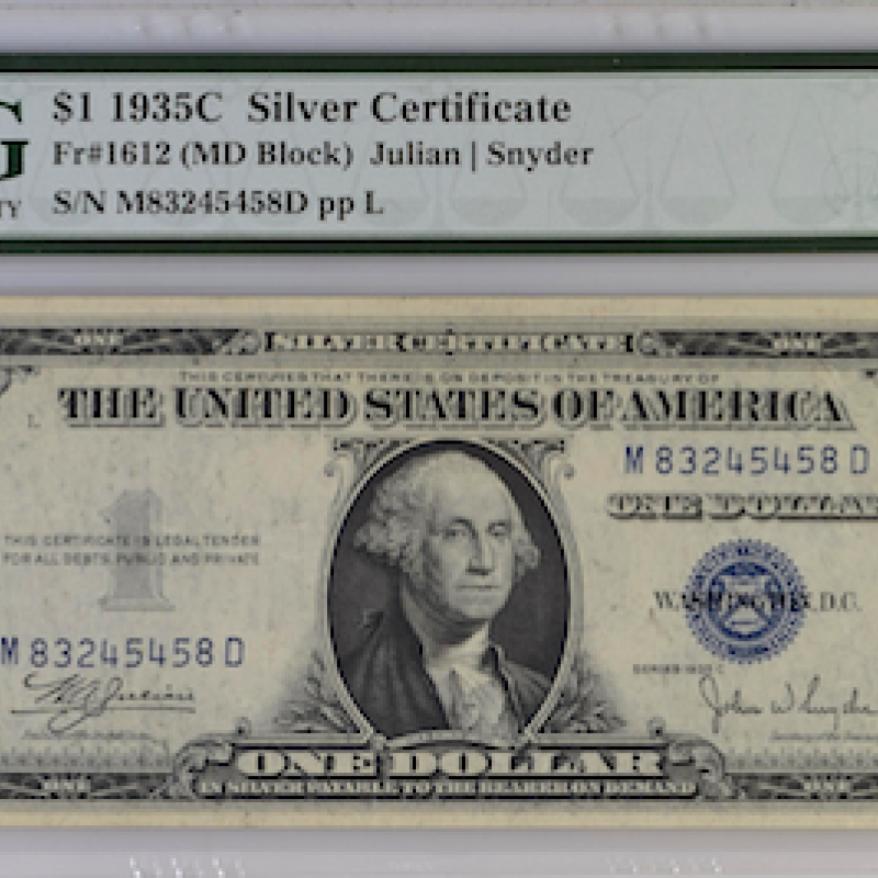 FR#1612 $1 1935 C PMG SILVER CERTIFICATE 35 CVF (MD BLOCK) JULIAN /SNYDER   FR#1612 $1 1935 C PMG SILVER CERTIFICATE 35 CVF (MD BLOCK) JULIAN /SNYDER