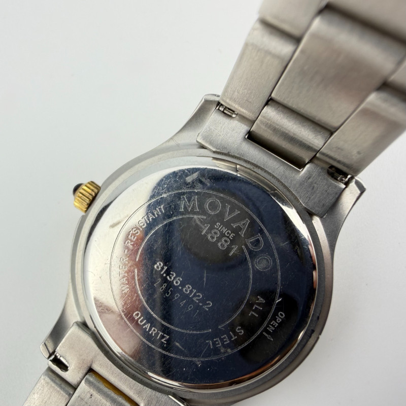 Vintage Movado Two-Tone Quartz Watch Roman Numerals 6.5 in Date 81.36.812.2