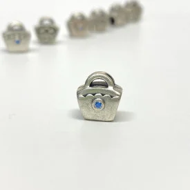 Authentic Pandora Silver Blue CZ Scalloped Purse Bead 790473CZB | RETIRED