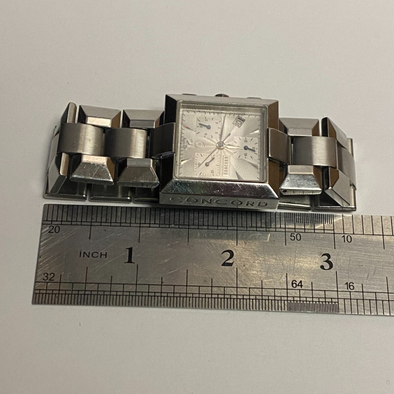 Rare Square Concord Swiss Chronograph LaScala Guilloc Date Dial,Sapphire Crystal Rare Square Concord Swiss Chronograph LaScala Guilloc Date Dial,Sapphire Crystal