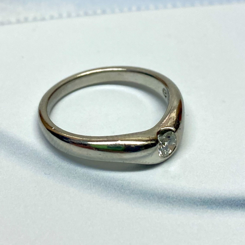 Tiffany & Co Platinum Elsa Peretti Curved 0.18ct Diamond Ring Band Sz 6.5 Tiffany & Co Platinum Elsa Peretti Curved 0.18ct Diamond Ring Band Sz 6.5