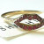 Shashi Kiss Shaped With Red Stones Women's Ring Size 6