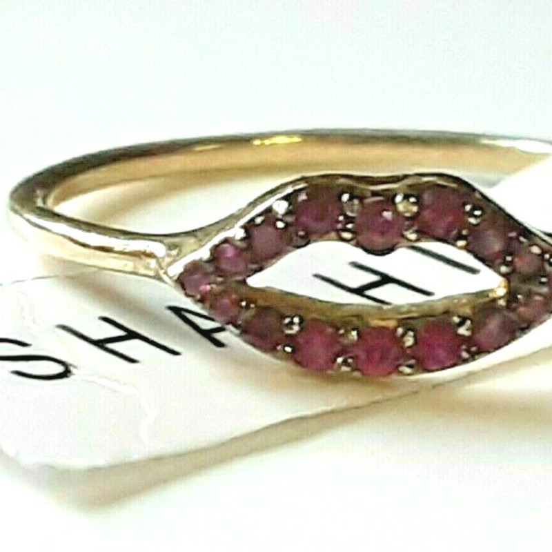 Shashi Kiss Shaped With Red Stones Women's Ring Size 6