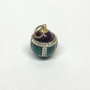 Antique Sterling Silver Green/Plum Colored Diamond Studded Enamel Egg