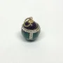 Antique Sterling Silver Green/Plum Colored Diamond Studded Enamel Egg