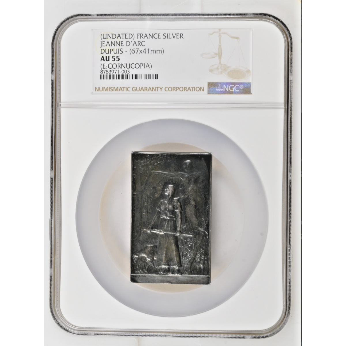 France Silver Jeanne D'Arc Dupuis - (67x41mm) Medal NGC AU 55