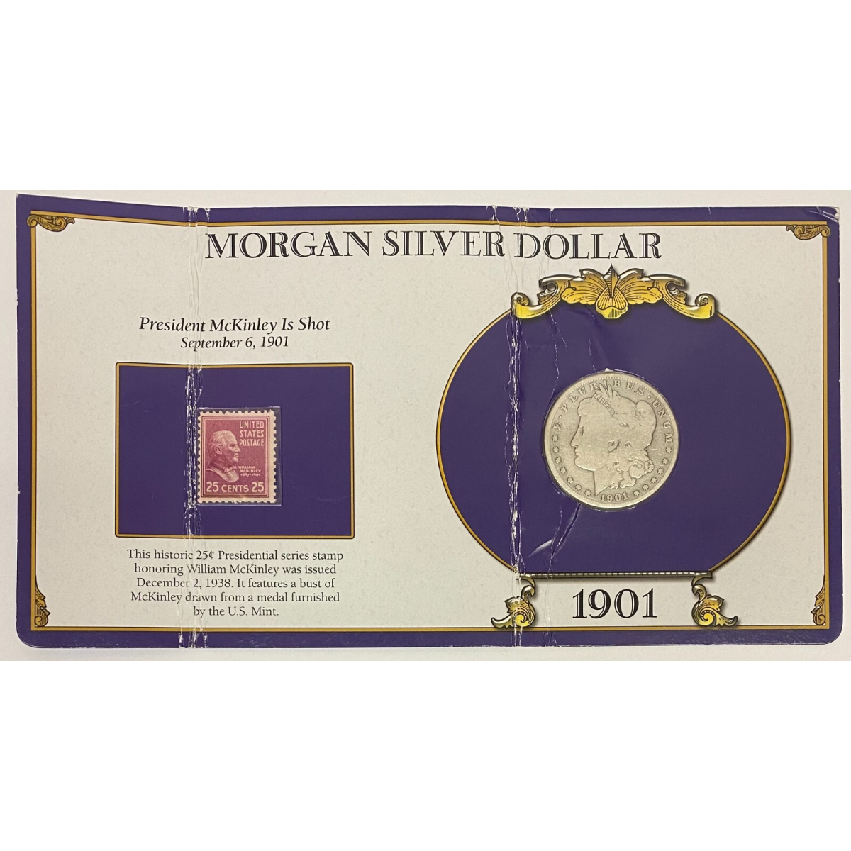1901 O Morgan Silver Dollar U S Postal Commemorative Stamp Set Rare 25c Stamp