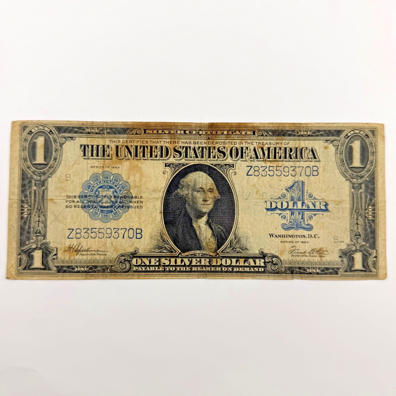 1923 $1 Large Size Silver Certificate Horse Blanket Blue Seal, Serial Z83559370B