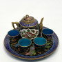 Cloisonne Enamel Chinese Miniature Tea Set Teapot Cups Tray Doll Child Blue