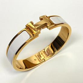 Hermes Clic H Bracelet  in Plain Enamel Yellow gold plated