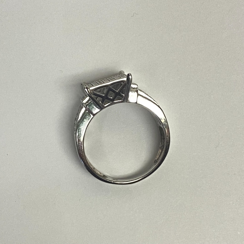 RHODIUM OVER Sterling Silver Ring ROUND DIAMOND 1.00ctw, SIZE 11