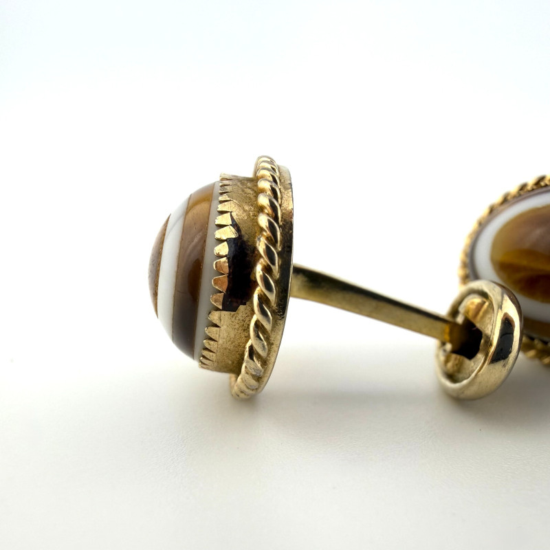Vintage L'Aiglon Gold Tone Cuff Links Gold Tone Tiger's Eye Stone