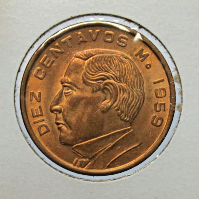 DIEZ Centavos Mexico Coin Old Piece Estados Unidos Mexicano 1959 # 35 DIEZ Centavos Mexico Coin Old Piece Estados Unidos Mexicano 1959 # 35