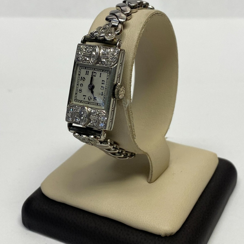 Rare Vintage Kestenmade 18K White Gold & Platinum Ladies Watch - Diamond Accents