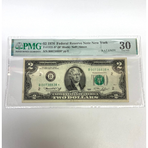 Fr 1935-B* (B* Block) $2 1976 FRN New York PMG 30 Fr 1935-B* (B* Block) $2 1976 FRN New York PMG 30