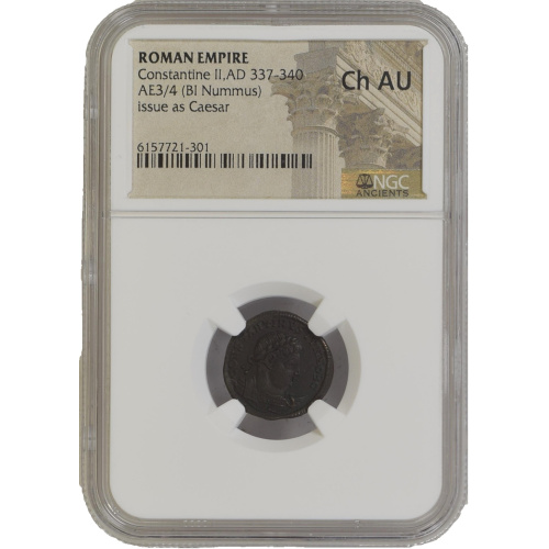 ROMAN EMPIRE CONSTANTINE II AD 337-340AE3/4 (BI NUMMUS) issue As Caesar