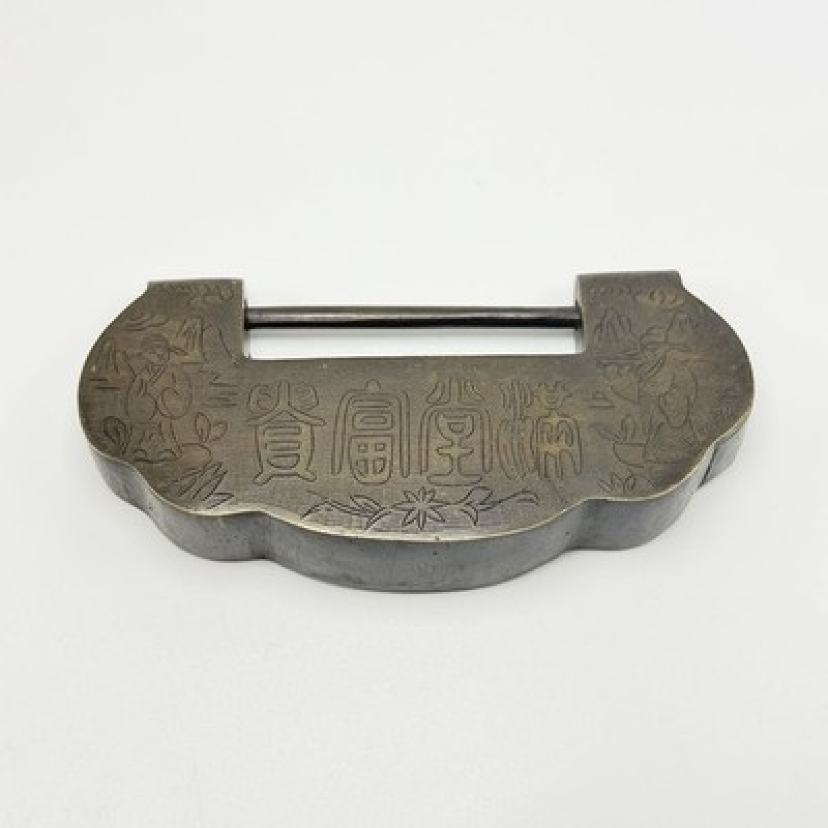 Rare Antique Chinese Engraved Figural Padlock Exceptional Asian Collector Piece