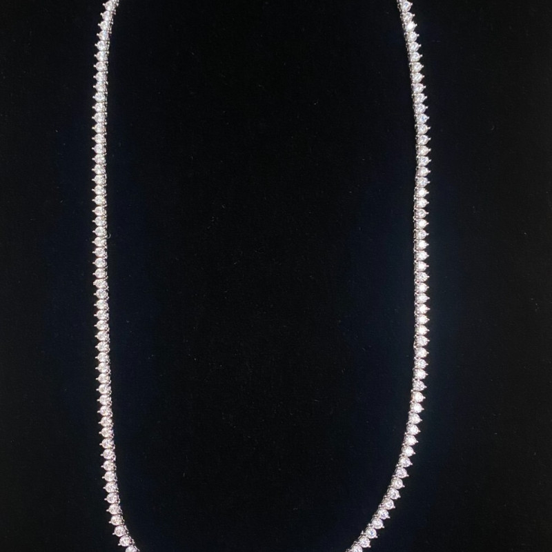 Silver 925 With White Sapphire Necklace 22"