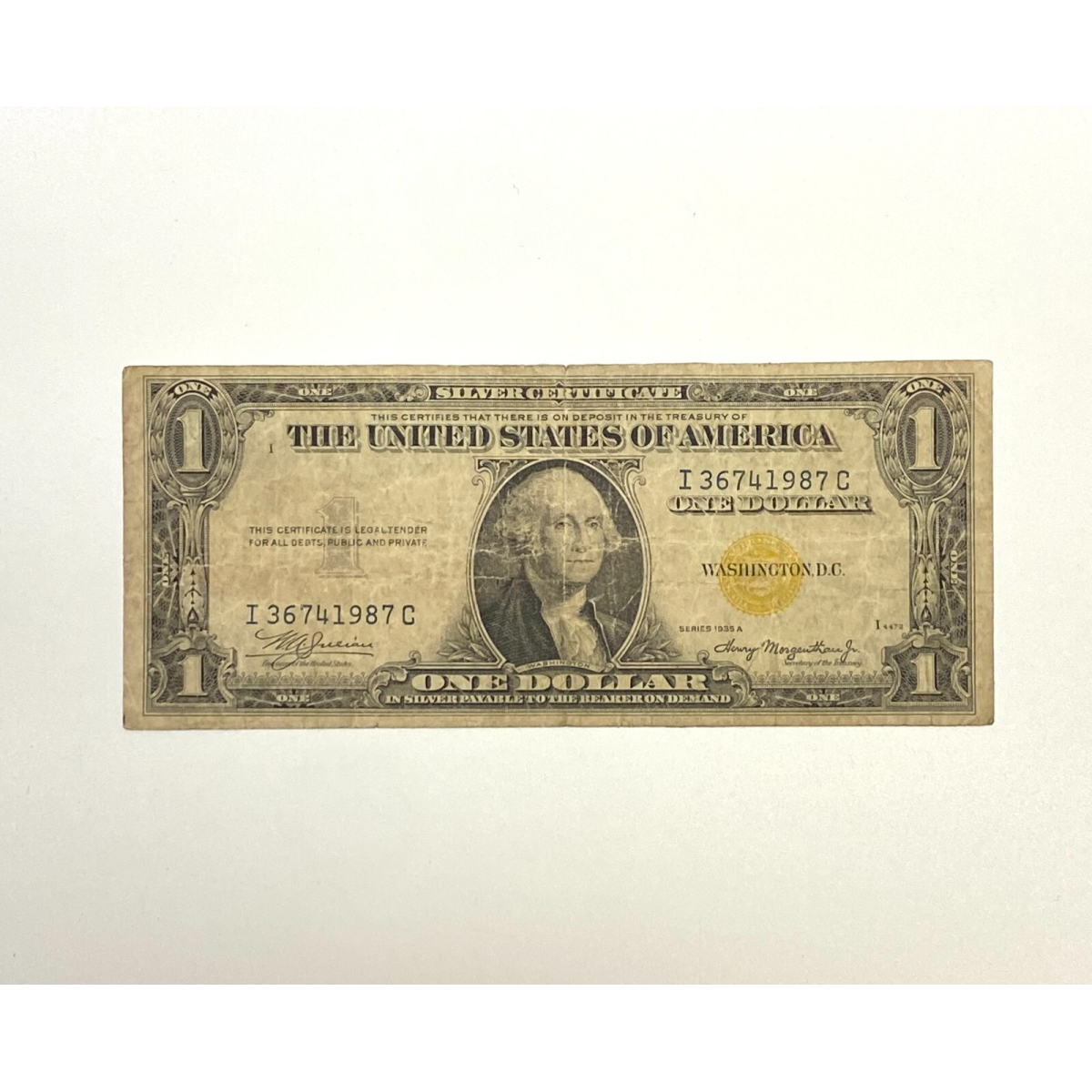 1935 A $1.00 One Dollar North African World War 2 Yellow Seal I36741987C