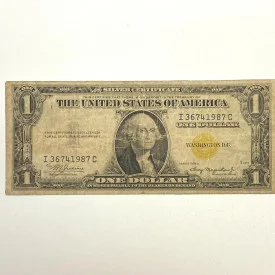 1935 A $1.00 One Dollar North African World War 2 Yellow Seal I36741987C