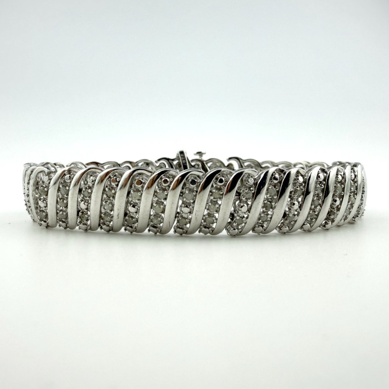 7¼" Diamond & Sterling Silver TENNIS Bracelet JWBR 925 Renaissance Style