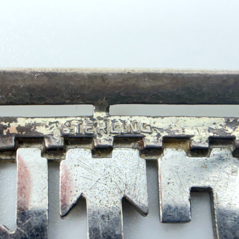 Vintage Art Deco Sterling Silver Marcasite Pin Brooch Initials CTW