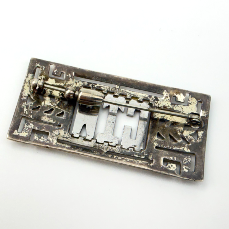 Vintage Art Deco Sterling Silver Marcasite Pin Brooch Initials CTW