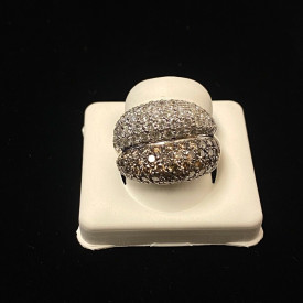 One Lady's Champagne And White Diamond Ring Mounting in Made of 18kt White Gold