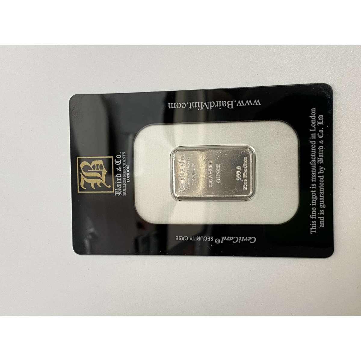 Rhodium quarter ounce Baird Mint Rhodium Bar