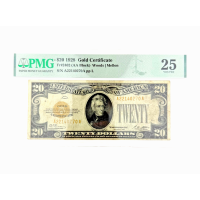 1928 $20 Gold Certificate Fr. 2402 AA Block PMG 25 VF Woods/Mellon A22140270A 1928 $20 Gold Certificate Fr. 2402 AA Block PMG 25 VF Woods/Mellon A22140270A