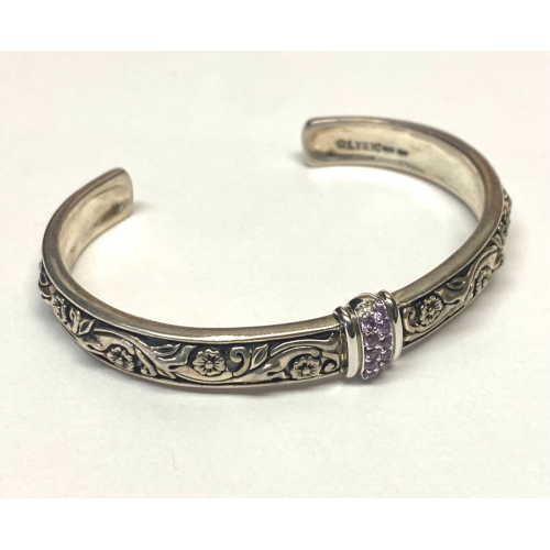 Lyric Sterling Silver 925 & 18k Gold Cuff Bracelet with Purple Stones, 6in Lyric Sterling Silver 925 & 18k Gold Cuff Bracelet with Purple Stones, 6in