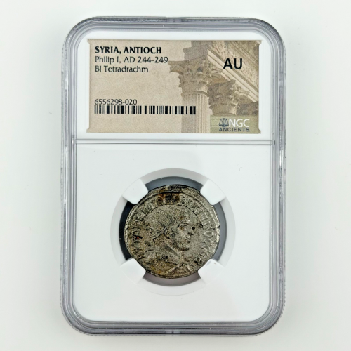 SYRIA, ANTIOCH Philip I (AD 244-249) BI Tetradrachm, NGC AU SYRIA, ANTIOCH Philip I (AD 244-249) BI Tetradrachm, NGC AU