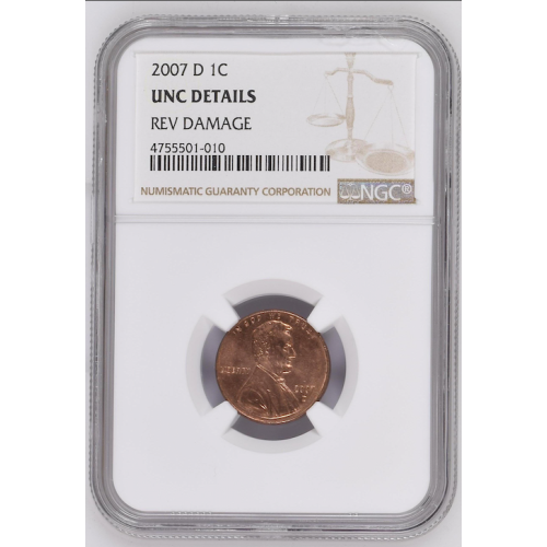 2007 LINCOLN MEMORIAL D 1C NGC UNC DETAILS REV DAMAGE 2007 LINCOLN MEMORIAL D 1C NGC UNC DETAILS REV DAMAGE