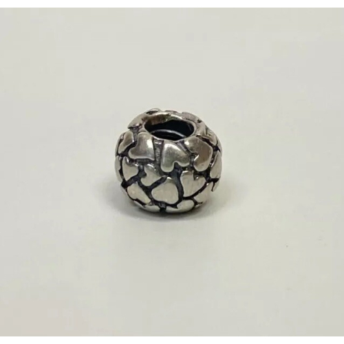GENUINE PANDORA 925 ALE STERLING SILVER EMBOSSED HEARTS HEART BALL CHARM GENUINE PANDORA 925 ALE STERLING SILVER EMBOSSED HEARTS HEART BALL CHARM