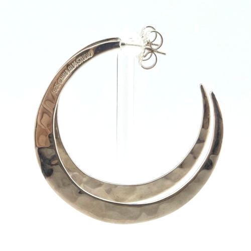 RLM Studio Textured 925 Sterling Silver Hammered Flat Hoop Earrings RLM Studio Textured 925 Sterling Silver Hammered Flat Hoop Earrings