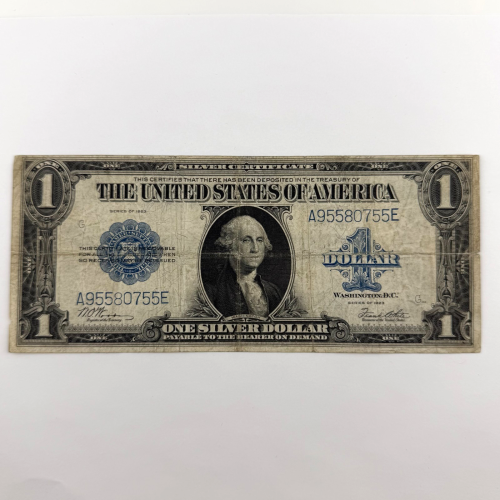 1923 $1 Large Silver Certificate Horse Blanket - Double 55's Serial A95580755E 1923 $1 Large Silver Certificate Horse Blanket - Double 55's Serial A95580755E