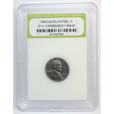 1943 LINCOLN STEEL 1c . W.W.II EMERGENCY ISSUE. INB 1943 LINCOLN STEEL 1c . W.W.II EMERGENCY ISSUE. INB