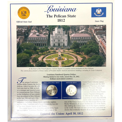 State Of Louisiana From Statehood Quarters & Stamps Collection State Of Louisiana From Statehood Quarters & Stamps Collection