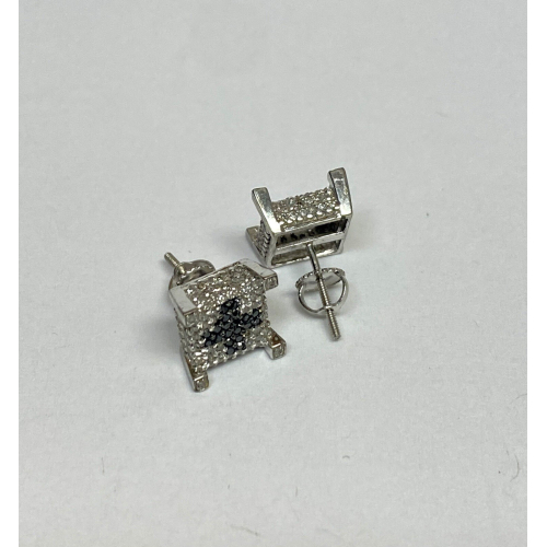 Sterling Silver Cross Diamond & Black Diamond Woman's Earrings Sterling Silver Cross Diamond & Black Diamond Woman's Earrings