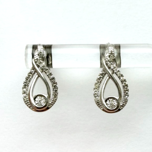925 Sterling Silver Diamond Infinity Teardrop Stud Earrings Inter-Woven 925 Sterling Silver Diamond Infinity Teardrop Stud Earrings Inter-Woven