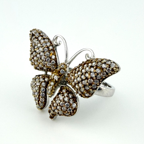 Gorgeous Sterling Silver 925 Butterfly Ring with Pave CZ Stones, Size 6 Gorgeous Sterling Silver 925 Butterfly Ring with Pave CZ Stones, Size 6