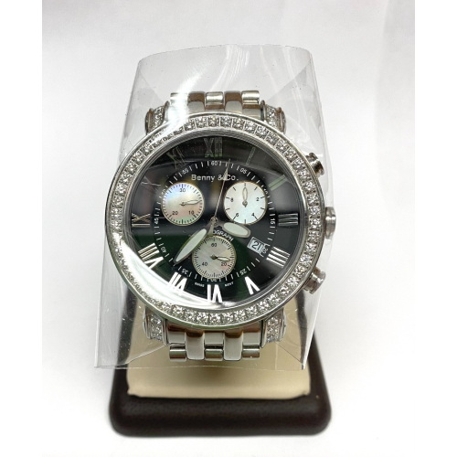 BENNY & CO. & DIAMOND 3ct QUARTZ with BLACK DIAL Men's Watch, Stainless Steel BENNY & CO. & DIAMOND 3ct QUARTZ with BLACK DIAL Men's Watch, Stainless Steel