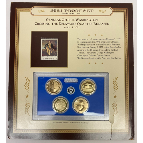 2021 San Francisco Mint Proof Set with General George Washington Stamp 2021 San Francisco Mint Proof Set with General George Washington Stamp