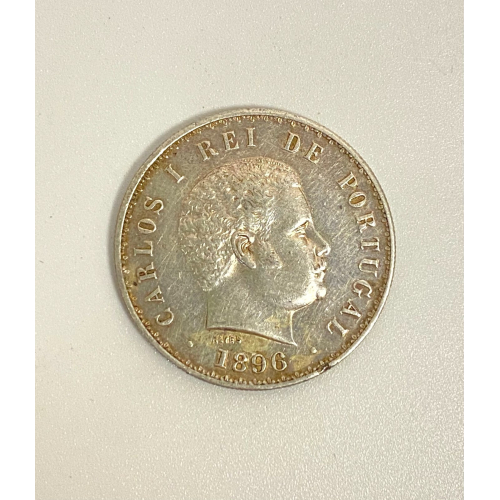 1896 Portugal 500 Reis Silver Coin 1896 Portugal 500 Reis Silver Coin