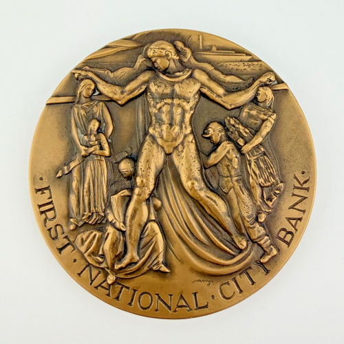 1962 USA First National City Bank NEW YORK 150th Bronze Large Medal Coin 3" 1962 USA First National City Bank NEW YORK 150th Bronze Large Medal Coin 3"