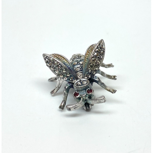 Alice Caviness Brooch Sterling Silver Rubies and Marcasite Grey Bumble Bee Alice Caviness Brooch Sterling Silver Rubies and Marcasite Grey Bumble Bee