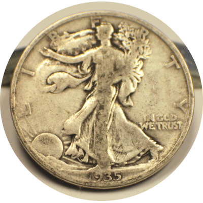 1935 Liberty Walking Half Dollar Silver Coin #007 1935 Liberty Walking Half Dollar Silver Coin #007