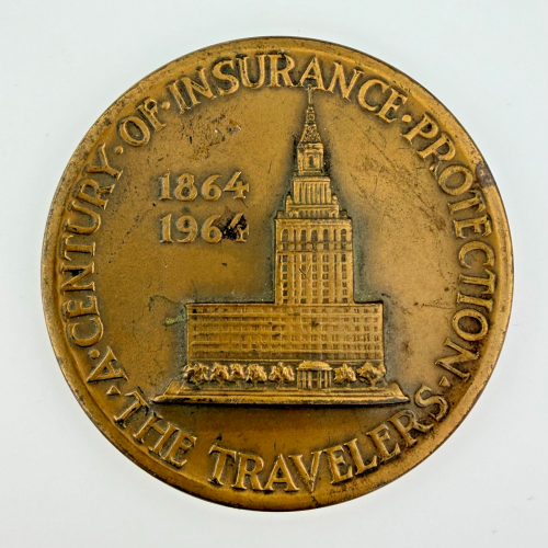 1964 Vintage Travelers Insurance Company Medal Token Medallic Art 100th Bronze 1964 Vintage Travelers Insurance Company Medal Token Medallic Art 100th Bronze